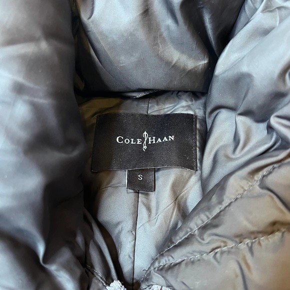 Cole Haan Long Down Belted Black Puffer Jacket SMALL - Picture 8 of 12